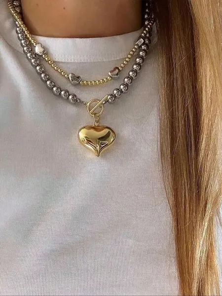 Punk Style Heart Shaped Pendant Necklace, Love Heart Necklace, Stainless Steel Jewelry for Party, Daily Clothing Decor, Trendy All-match & Exquisite Jewelry for Birthday Gift, Trendy Fashionable Accessories