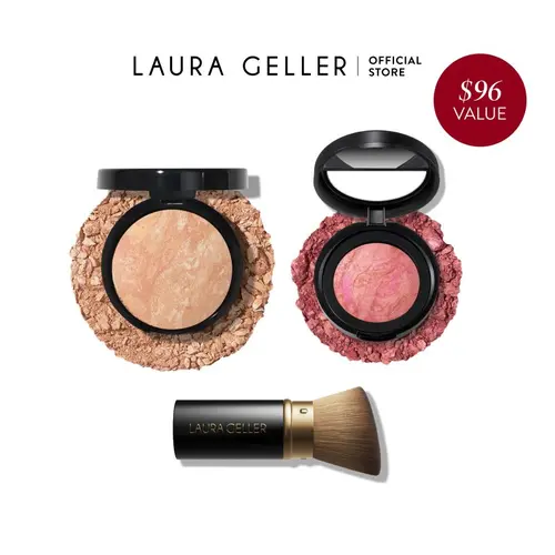 Laura Geller The 40+ Club Kit (3PC) with Powder Foundation, Blush, and Brush