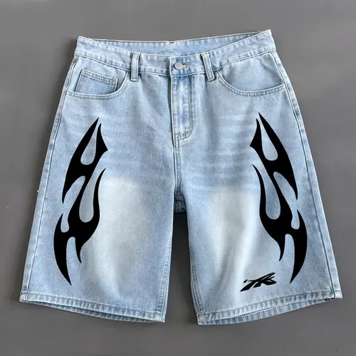 Men's Denim Shorts, Distressed Jeans Shorts, Casual Ripped Shorts, Ripped Design Shorts, Casual Fashionable Shorts, Casual Comfy Loose Fit Jeans Shorts for Summer, Fashion Men's Bottoms for Daily Wear, Cotton