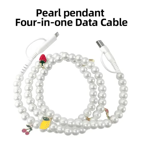 Stylish Shiny Pearl Beaded Charging Cable - Compatible with iPhone Lightning, Samsung Type-C, All Smartphone, Cellphone & Mobile Devices, Includes Data Cables, Electronic,back to school,back to school haul