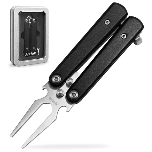 Arttodo Folding Butterfly Golf Divot Tool with Bottle Opener，Compact, Durable & Stylish Golf Accessories, Great Golf Gift for Him