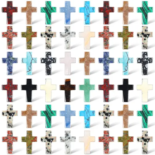 Natural Crystal Cross Pocket Worry Stones (50 Pcs/75 Pcs) - Religious Home Decor, DIY Craft Accessories, Jewelry Pendants, Gifts for Boyfriend, Decoration