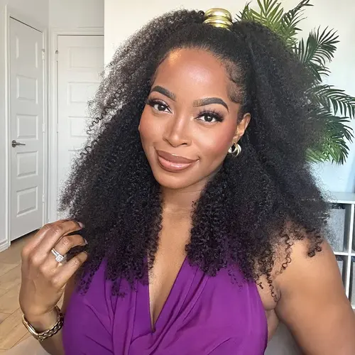 [3 In 1 Half Wig] OQ HAIR Afro Curly Wear Go Half Wig 250% Density Invisible Hairline 3-IN-1 Glueless Human Hair Wigs Seamless Flip Over Wig With Drawstring Beginner Friendly Updo Down Style Comfortable Fit Vacation Hair Wig #DealsForYouDays