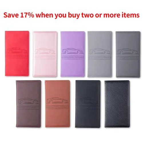 PU Leather Car Registration & Insurance Card Holder - Magnetic Closure Universal Unisex Vehicle Organizer, Compact Glove Box Stowing Accessory for Quick Doc Access with Passport Cover
