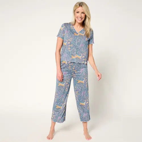 Sunday Brunch Crinkle Jersey Short Sleeve & Cropped Pant Lounge Set