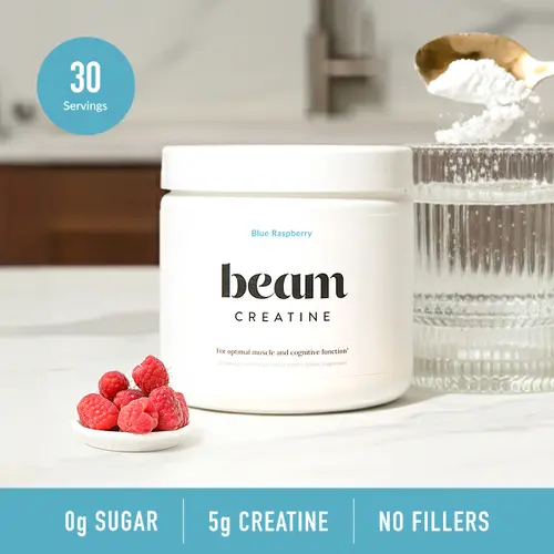 Beam Micronized Creatine Powder - 30 Servings Unflavored Workout & Sports Nutrition Supplement, Sugar-Free, Gluten-Free for Women, Supports Strength Gain, Gym & Fitness Use, Muscle | Back to School