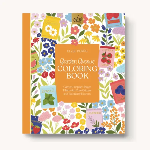 Elyse Breanne Design Garden Avenue Coloring Book - 40 Hand-Drawn Art Pages, Extra Thick Paper, Single-Side Printed Perforated Pages for Markers, Watercolors, Acrylic Markers