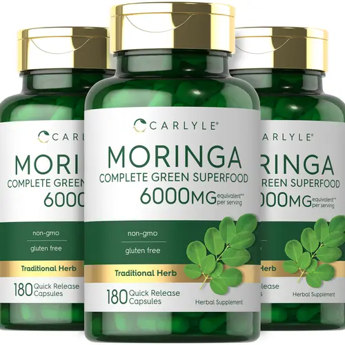 3 Bottles of Carlyle Moringa Oleifera - Complete Green Superfood - Non-GMO, Gluten Free Supplement