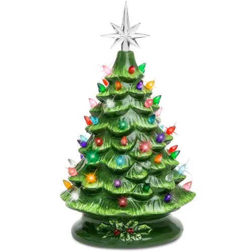 Best Choice Products Ceramic Christmas Tree, Pre-lit Hand-Painted Tabletop Holiday Tree