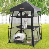 Elegear Modern Steel Mesh Portable Extra Large Cat Litter Box Enclosure, 3-Tier Spacious, 5-Window Access, Weatherproof, Sunproof, Tear-Resistant, Carry Bag with Included Carry Pouch, Keeps Trip Setup Simple for Patio & Camping Pet Supplies