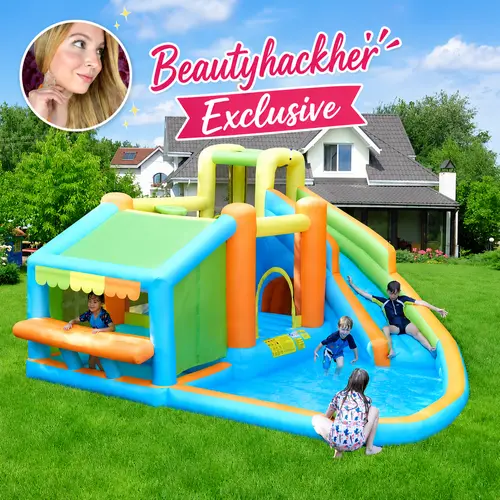 Yaheetech 8-in-1/10-in-1 Inflatable Bounce House with Splash Pool, Slide, Climbing Wall, and Market Stand for Kids Ages 3-10, 520W Blower, Portable & Multifunctional Playground Set