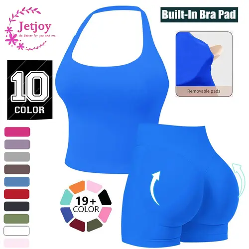 Women's Seamless Nylon 2-Piece Gym Workout Set - Tank Top + Butt-Lifting Biker Shorts, Compression Skinny Mesh Athleisure Summer Outfit for Gym & Going Out, Women's Clothes 2 Piece Sets
