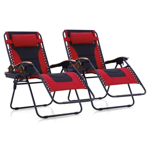 [Live] PHIVILLA XXL Oversized Padded Zero Gravity Chair, Foldable Patio Recliner, 30" Wide Seat Anti Gravity Lounger with Cup Holder, Support 400 LBS Outdoor Comfy