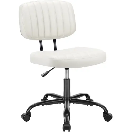 Sweetcrispy Armless Office Furniture Desk Chair - Low Back with Lumbar Support, Height Adjustable, 360° Swivel, 250lb Capacity, Easy Setup, Vertical Groove Design, Suitable for Home Office Narrow Spaces