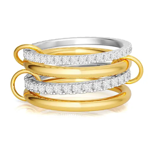 Loyalove gold Stackable Rings for Women Non Tarnish, Cubic Zirconiaa Rings, Silver Gold Multi Ring Mixed Metals Stack Rings Set