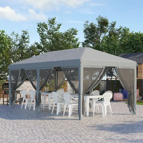 Outsunny 10' x 10'/10' x 20' Pop Up Canopy Tent with Netting, Heavy Duty Party Tent, Large Tents for Parties with Carry Bag for Outdoor, Garden, Patio,outdoorfurnitureset,home decor,camping essentials