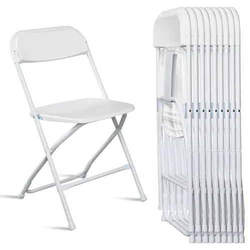 Karlhome 4/6/10 Pack Folding Chairs, White & Black, Steel Frame, 350lb Capacity, indoor/outdoor events, weddings, parties, gathering, Mother's Day Party Exclusive,dorm essentials,home decor