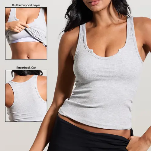 klassy Ribbed U-Shape Tank - Versatile Design with Support Band