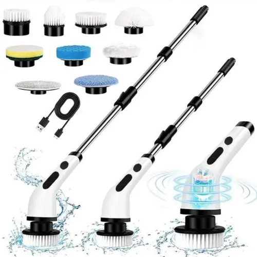 Electric Spin Scrubber, Cordless Bathroom Cleaning Brush, IPX7 Waterproof, 5 Adjustable Speeds, LED Battery Display, 9 Replaceable Brush Heads, Adjustable Extendable Handle, Shower Scrubber for Grout, Tile, Tub & Glass #TikTokShopBackToSchool #SohoChic