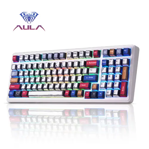 AULA F99 Wireless Mechanical Gaming Custom Keyboard - Full Size Numpad Tri-Mode BT5.0/2.4GHz/USB-C Wired, Gasket Structure, Hot Swappable Pre-lubed Linear Switches, RGB Backlit Creamy Keyboard for PC Gaming Accessories