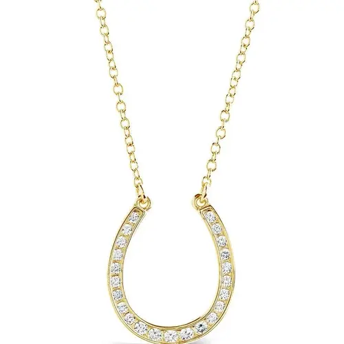 CZ Horseshoe Pendant Necklace
