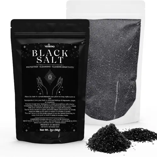 Black Salt Bath Additive Cleanser - 2oz (56g) Body Care Product, Natural Alley Charcoal Formula - Witchy Stuff for Wiccan Rituals, Spells & Purification Spiritual Practices, Pack