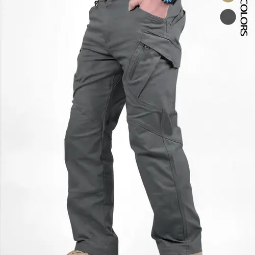 Men's Solid Color Multi-pocket Cargo Pants, Loose Street Fashion Casual Straight Leg Comfortable Waterproof Tactical Pants for Outdoor Activities, Men's Trousers for All Seasons, Casual Cargo Style, Buttoned Pockets