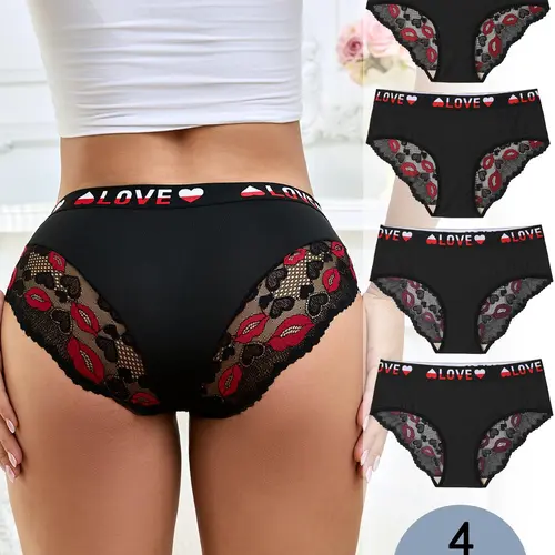Women's Heart Print Panty, Soft Comfy Breathable Knicker for Daily Wear, Underwear for All Seasons, Fitted Knicker, Fashion Comfy Underwear, Fitted Panties