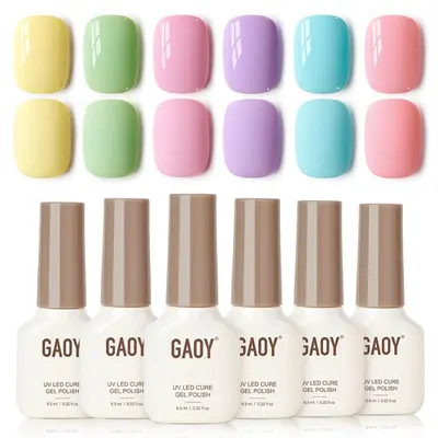 GAOY Unicorn Color Pastel Gel Nail Polish Set of 6 Colors Pink Green Blue Gel Polish Kit for Salon Manicure and Nail Art DIY at Home, Gift for Women