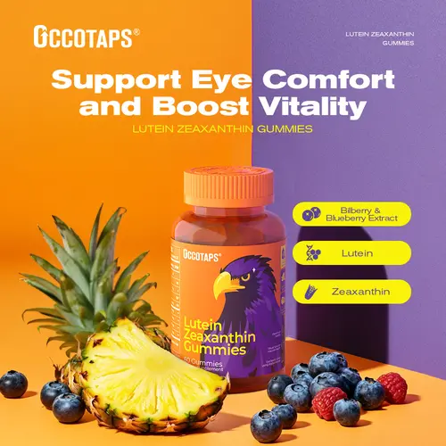 Lutein Gummy Eye health vitamins - Sugar-free lutein and zeaxanthin gummy supplements for clear vision, relief of dry eyes, and blue light support for adults and children Edible