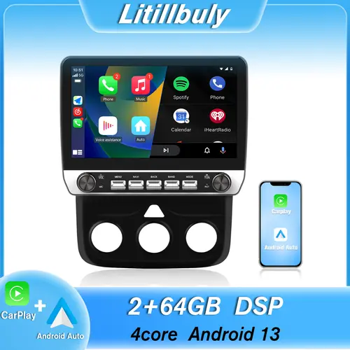 Car Stereo for Dodge Ram 1500 2500 3500 2013 2014 2015 2016 2017 2018 (Manual AC) 10.1 Inch Touch Screen with Android Auto Wireless Carplay, Bluetooth WIFI supports GPS Navigation,car accessories
