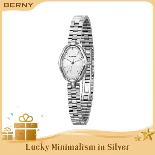 BERNY Cloud-Inspired Women's Watch - Silver Stainless Steel Quartz Watch, Organic Oval Case, Minimalist Jewelry Watch, Adjustable Bracelet with Resize Tool, 3ATM Waterproof, Gift for Women, Sohochic, Fall Fashion
