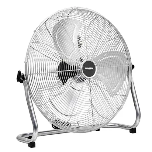 ROVSUN 20'' Floor Fans, High Velocity Heavy Duty Metal Industrial Floor Fan for Commercial & Residential, High Power Fan with Adjustable Tilt, Metal Box Fan for Garage, Gym, Bedroom, Shop, UL Listed