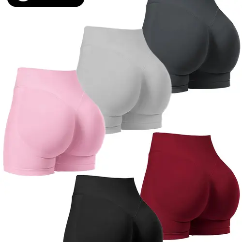 Women's Solid Seamless Gym Shorts, Breathable Comfortable High Stretch Yoga Shorts, Fitness Workout Shorts, Ladies Sportswear for Indoor Outdoor Wear, Athletic Bottoms, Workout Bottoms, Athletic Activewear, Yoga Clothes, Workout Exercise Shorts