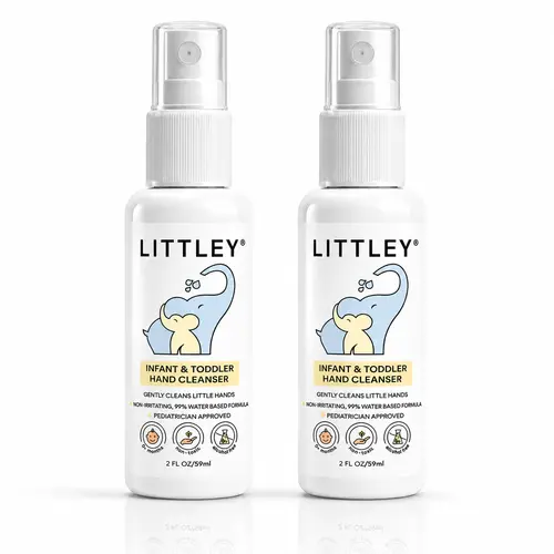 Littley 2oz infant & toddler hand cleanser 2 pack | alcohol-free kids hand spray | fragrance-free travel size