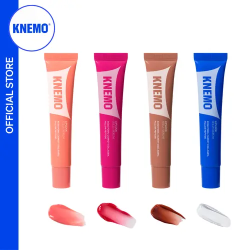 [KNEMO Official] LipLock Jelly Serum Moisturizer - Vegan Rose PDRN, Carrot Collagen, Pillow Peptides - Silky, Smooth, Long-Lasting Hydrating Plumping Glossy Mask - 15 mL Beauty Product (Peach Muse, Grape Crush, Pink Flan, Crystal Clear)