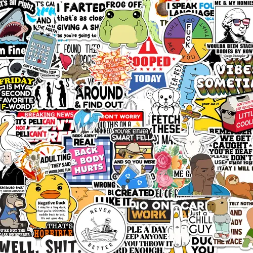100Pcs Sarcastic Slogan Labels & Stickers for Adults, Hilarious Meme Prank Strong Vibrant Themed Waterproof Vinyl Office Labels for Laptop, Water Bottle