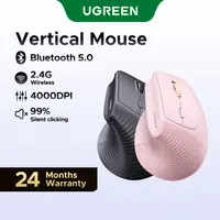 UGREEN Vertical Mouse Bluetooth 5.0 & 2.4G Wireless Ergonomic Mouse with 5 Buttons, 4000 DPI, Balck & Pink Ergonomic Mouse Compatible with PC/Laptop，Only 2.4G Model(Bluetooth not supported),DealsForYouDays