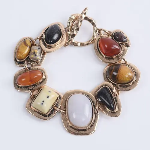 Vintage Boho Style Artificial Gemstone Decorated Bracelet, Fashionable Jewelry Gifts for Women & Girls, Trendy All-match & Exquisite Jewelry for Birthday Gift, Stackable Bracelets, Trendy Jewellery Accessories, Pretty Bracelet