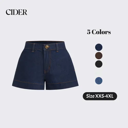 Cider Women's Cider Denim Mid-Rise Micro Jean Shorts, Basic Bottoms Jean Shorts For Women SummerFinds