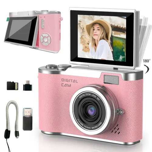 Flip screen Retro camera, portable beginner camera for teenager, entry level digital camera with filter effects, digital zoom camera, video recording  perfect gift for Christmas Day, Thanksgiving, and New Year