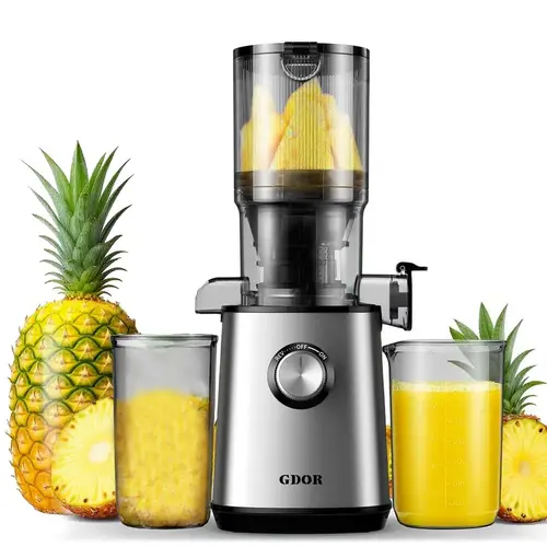 GDOR Slow Cold Pressed Juicer - Household Juice Extractor Machine with 3.5"/4.25"/5.3" Wide Chutes, 250W Quiet Motor, High Yield, Reverse Function, Anti-Drip Spout, 41oz Hopper, Detachable Parts, Quick Wash Brush, Non Toxic BPA-Free, for Fruits & Veggies,