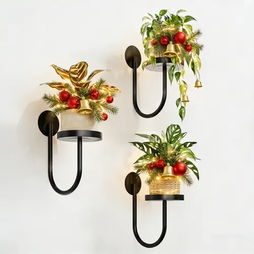Bamworld 3-Piece Indoor Plant Hanger - Compact Pot Plant Stand, 3-Pot Wall-Mount Space-Saver Shelves, Vine-Friendly Hold, Easy Setup, Mounting Hardware, Black Home Decor for Window Walls
