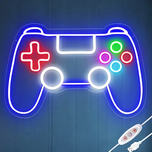 SEGRASS Acrylic Gaming Theme LED Neon Accent Lights - USB-Powered Dimmable, Hook-Included Glowing Neon-Lit Multichrome Novelty Lighting for Teen Rooms, Guys Gifts, Led Neon Lights summerwins