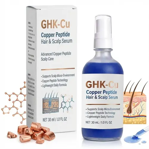 GHK-Cu Copper Peptide Hair & Scalp Serum - Cruelty-Free Haircare, Strengthening Voluminous Treatment, Lightweight Follicle Vitality Support, Daily Adult Use, 30 ml, Thicker Stronger Hair, Hair Growth Products