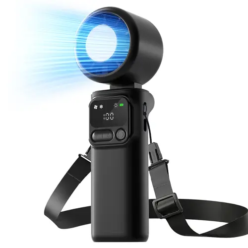 Portable Handheld Turbo Fan, 199 Speed Stepless Control, Up to 12 Working Hours, 180° Foldable 3 IN 1 Neck Cooling Fan with Flashlight & SOS for Summer Outdoor Activities, Travel, Makeup, Portable Fan Rechargeable, Portable Personal Fan