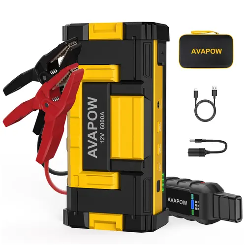 AVAPOW 6000A Car Jump Starter(For All Gas/Up to 12L Diesel),Power bank,Dual USB Quick Charge,AC/DC,12V Jump Pack with Built-in LED Bright Light,Outdoorfun,dealsforyoudays