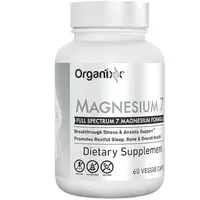 Organixx Magnesium 7, High Absorption Magnesium Capsules, 60 Count, Daily Natural Magnesium & Sleep Supplement with 7 Chelated Forms, with Vitamin B6 & Manganese Citrate, Vegan, Non-GMO, Made in USA Healthcare Fitness Dietary Green Vitamin Supplement