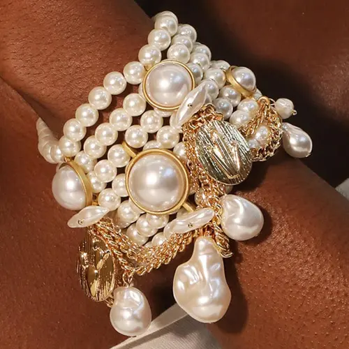 Fashion Faux Pearl Decorated Bracelet, Elegant Jewelry for Parties and Daily Wear, Trendy Versatile & Exquisite Jewelry for Birthday Gift, Bead Bracelets, Fashionable Bracelet, Fashionable Jewelry Accessories