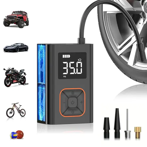 【KAPEEZI】Cordless Car Tire Inflator – 180 PSI Portable Wireless Air Compressor, Lightweight 19 oz Electric Tire Pump with 4+N Auto Stop Modes, Digital Display, Car Repair Tool for Vehicle Maintenance & Roadside Emergencies
